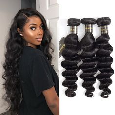 PRICES MAY VARY. Peruvian Loose Deep Wave Bundles:100% Unprocessed Peruvian Virgin Human Hair Loose Deep Wave Bundles. Cut From One Young Lady Directly, Full Cuticle, No Lice ,No Chemical,Soft And Silky,Long-Lasting Peruvian Human Hair Bundles:Loose Deep Wave Strong Double Machine Weft, Full Density, Tight & Neat, Shiny & Bouncy, No Split Ends,No Shedding,No Tangling,No Smell. Can Be Dyed, Permed, Bleached, Highlighted, Curled Or Styled As Your Own Hair Loose Deep Wave Bundles Human Hair:100 Gram / Bundle, True To Length, Natural Black Color (#1B), 10-30 Inches Are Available. Healthy & Natural & Super Soft. Give You Good-Touch Feeling High Quality: Loose Deep Wave Bundles Human Hair,100% Virgin Human Hair, So You Can Restyle It, Change You Image As You Like.Very Soft Hair Loose Deep Wave B Wavy Weave Hairstyles, Loose Wave Bundles, Color Hair Extensions, Deep Wave Bundles, Natural Color Hair, Hair Natural Color, Loose Deep Wave, Crimped Hair, Loose Waves Hair