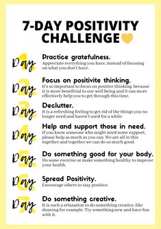 Positivity Challenge, 10 Day Challenge, Wellness Challenge, 7 Day Challenge, Positive Habits, Day Challenge, Stay Positive, Mental And Emotional Health, Self Care Activities