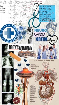 an image of medical collage with images and text on it, including the words grey's anatomy