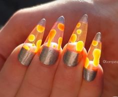 Mini Lava Lamp, Alien Nails, Aquarium Nails, Summer Nail Polish, Thanksgiving Nail Art, Thanksgiving Nails