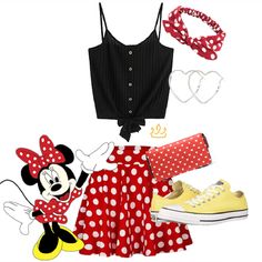 Minnie And Daisy Disney Bounding, Disneybound Outfits Minnie Mouse, Disney Bounding Minnie Mouse, Minnie Inspired Outfit, Minnie Mouse Bounding, Disney Character Themed Outfits, Disney Bound Minnie Mouse, Disney Bounding Summer