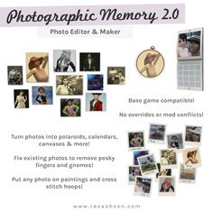 a poster with photos and text describing the photographer's memory 2 0, which includes pictures