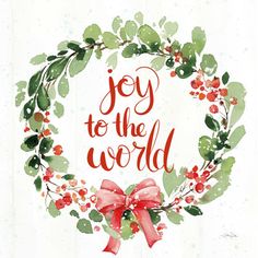 a christmas wreath with the words joy to the world