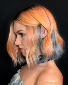 Hidden Rainbow Hair, Peekaboo Highlights, Rainbow Hair Color, Yellow Hair, Grey Hair Color, Orange Hair, Hair Inspo Color, Rainbow Hair