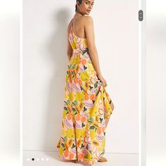 New With Tag Anthropologie Hutch Tropical Mixed Fruits High-Low Wrap Maxi Dress! Pale Pink Background Mixed Fruit Print In Shades Of Orange, Yellow, White, Green, Pink Etc Wrap Style High Low Hem Sash Tie Belt At Waist Lined Breezy And Beautiful For Spring And Summer! Perfect For Vacation, Family Pictures, The Beach, A Summer Wedding Guest Dress, Etc Size Medium, Approx 18.5” Pit To Pit And Approx 52” From Top Of Bust To Hem At Back Longest Non Smoking, No Pet Home. Offers Accepted. Anthro Anthr Vacation Family Pictures, Anthropologie Hutch, High Low Dress Formal, Summer Wedding Guest Dress, Pool Resort, High Low Gown, Vacation Family, Ruffle Wrap Dress, Summer Wedding Guest