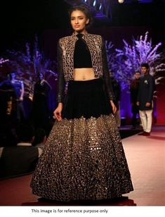 Bollywood Replica LehengaBollywood model black velvet lehenga with real mirror work and embroidery in semi stitch with koti fully stitch ready to wear in free size with real mirror work and choli in banglori silk fabric as unstitch material. No dupatta.Shipping time 5-7 daysBuy this Saree at Kollybollyethnics and make your occasion very special !!. With Express Free Shipping and Custom Stitching, Shop Bollywood model black velvet mirror work lehenga online at kollybollyethnics from India with fr Black Lehenga Choli, Party Wears, Mirror Work Lehenga, Black Lehenga, Awards Party, Work Lehenga, Fresh Fashion, Eid Outfits, Indian Party Wear