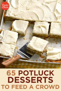 the cover of 65 potluck desserts to feed a crowd, including cake