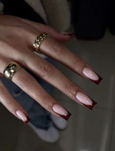 Look your best with 30 Burgundy French Tip Nail Ideas for a Stylish 2024 Look! These trendy designs take traditional French tips and combine them with rich burgundy shades, creating a polished and on-trend look that’s perfect for any event. 💖🌸 #BurgundyNailArt #FrenchTipIdeas #ChicNails #StylishNails #NailFashion #TrendyNails #NailGoals #NailInspo Simple Nail Art Manicure, French Tip Wine Red Nails, Cherry Wine Nails French Tip, Red Burgundy Nails Acrylic, Graduation Nails Burgundy, Dark Red Nails Simple Design, Marron Red Nails Acrylic, Nails Acrylic For Graduation, Medium Nail Designs Fall