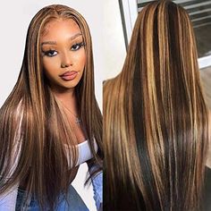 lace front blonde human hair wig womens long brown hair wigs with blonde highlights Brazilian Lace Front Wigs, Lace Fronts, Hair Color Streaks, Closure Wigs, Remy Hair Wigs, Blonde Lace Front Wigs, Brazilian Remy Hair, Ombré Hair, Curly Human Hair Wig