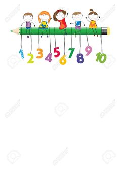 children on a pencil with numbers hanging from it stock photo - 547982