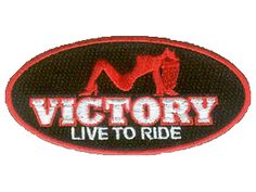 victory live to ride patch in red and black