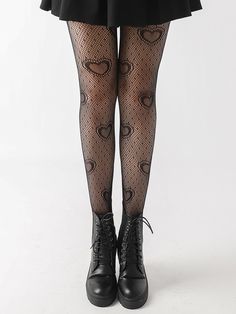 Black    Nylon      Women Socks & Hosiery Heart Tights, Cute Tights, Dr Shoes, Patterned Tights, Fishnet Tights, Women Socks, Tights Outfit, Womens Tights, Heart Pattern