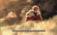 an anime scene with the words for one empire to be another must