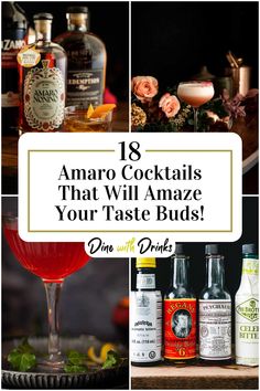 Collage of 4 amaro cocktails. Averna Cocktails, Disaronno Drinks, Amaro Cocktails, Cranberry Juice Cocktail, Liquor Recipes, Aromatic Bitters, Tiki Drinks, Fancy Drinks, Perfect Cocktails