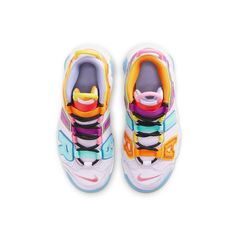 Nike Air More Uptempo PS 'Mix n Match' Barely Grape/Opti Yellow/Vivid Purple/Orange Peel DH0828-500 Playful Multicolor Sneakers For Sports, Multicolor Sneakers For School, Playful Nike Multicolor Sneakers, Playful Multicolor Nike Sneakers, Nike Air Uptempo, Nike Air More Uptempo, Nike Air More, Orange Peel, Purple Orange