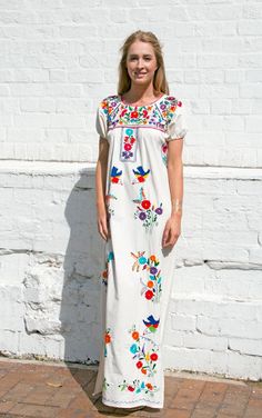 Mexican wedding dress traditional hand embroidered - 100% cotton material… Cotton Dresses With Embroidered Border For Festivals, Folk Cotton Dresses For Festivals, Fitted Cotton Embroidered Dress For Festivals, Traditional Multicolor Embroidered Cotton Dress, Short Sleeve Cotton Dresses For Festivals, Cotton Short Sleeve Dresses For Festivals, Cotton Dresses For Festivals With Short Sleeves, Traditional Floral Embroidered Dress For Vacation, Traditional Embroidered Dress With Embroidered Hem For Summer