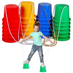 PRICES MAY VARY. Enhance Balance and Color Recognition: these walking bucket stilts help train and improve teens' ability of balance, coordination and concentration when playing the stilts games; Besides, the bright colors can improve students' ability of color recognition Sufficient Quantity and Proper Size: there are 12 pairs of balancing stilts in the package (24 pcs total), designed in 4 different colors, including red, yellow, green and blue, 3 pairs for each color; Bottom diameter is appro Outdoor Obstacle Course, Obstacle Course Games, Preschool Playground, Playground Indoor, Kids Yard, Playground Toys, Gross Motor Activities, Simple Machines, Diy Yard