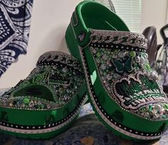 No two crocs are ever the same Customized Crocs Shoes, Blinged Out Crocs, Crocs Fashion, Women's Slip Ons, Custom Bling, Shoes Outfit Fashion, Fashion Hacks Clothes, Crocs Shoes, Custom Shoes