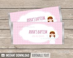 Baptism Chocolate, Angel Party, Pink Angel