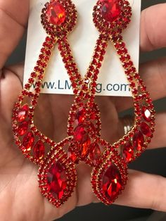 • Color : Gold, Red• Size : 1.5' X 3.75' • Post Back• Lightweight Long Red Crystal Chandelier Pageant Earrings Pageant Earrings, Long Red, Red Crystals, Crystal Chandelier, Drop Earrings, Crystals, Red, Silver, Gold