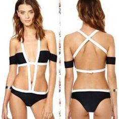 One Piece Swimsuit Brand New With Extreme Cut Out Design, Very Unique And Rare Black And White Swimsuit, Core Outfits, Monokini Swimsuit, Swimsuit Brands, Oc Outfits, Tulle Skirts, Monokini Swimsuits, White Swimsuit, Cut Out Design