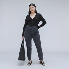 The Curvy ’90s Cheeky® Jean Washed Black – Everlane Slouch Jeans, Everlane Jeans, High Rise Denim Jeans, Straight Crop Jeans, Curvy Women Jeans, Curvy Jeans, Button Fly Jeans, Denim Design, High Jeans