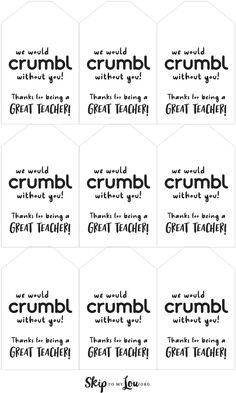 the crumbl stickers are shown in black and white, with words on them