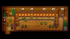 an old video game showing the interior of a house with plants and trees in it