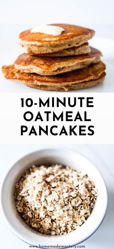 pancakes with oatmeal and maple syrup are the perfect breakfast for one person