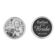 the father of the bride magnets are shown in black and white, with an image of a baby on it