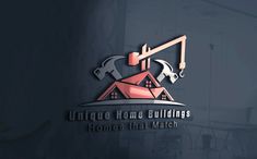 the logo for unique home buildings, homes that match is displayed on a dark background