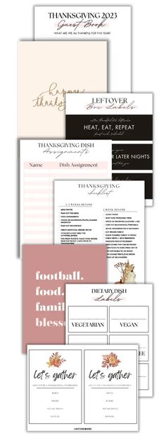 several different types of thanksgiving cards and envelopes