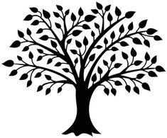 a black and white silhouette of a tree with leaves