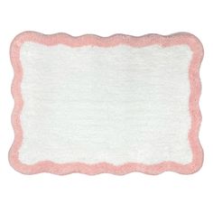 a pink and white rug with a border in the center on a white background photo