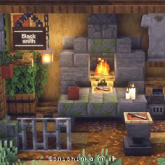 a living room filled with furniture and a fire place in the middle of it's walls