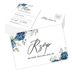 two envelopes with blue flowers on them