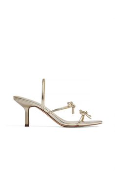 Strappy Bow Detailed Heels Gold | NA-KD Gold Heels With Bow, Gold Heels With Bow For Summer, Gold Lace-up Sandals With Heel Strap, Gold Elegant T-strap Sandals With Heel Strap, Spring Gold T-strap Sandals With Heel Strap, Ankle Strap, Heels, Gold