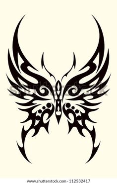 Butterfly Tribal Tattoo Stock Vector (Royalty Free) 112532417 | Shutterstock Tattoos Skull, Butterfly Tattoo Designs, Celtic Tattoos, Skull Tattoos, Sleeve Tattoo, Tattoo Stencils, Dragon Tattoo, Animal Tattoos