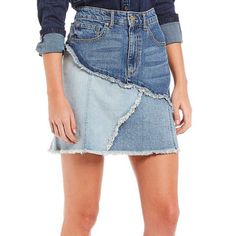 Ella Moss High Waist Jackie Scrolling Frayed Seam Jean Denim Mini Skirt - High Waist Denim Mini Skirt With 5 Pocket Styling And Belt Loops. Made In Ridged Denim That Helps You Look Your Best From Any Angle. Can Be Easily Dressed Up Or Down For Work, School, Get Together Or Date Nights. Pair's Great With All Fashionable Tops To Your Basic Tee Shirt And Any Footwear From Wedge Sandals To Trendy Boots. Blue Cutoff Mini Skirt For Spring, Trendy Blue Bottoms With Mini Hem, Mid-rise Blue Skirt With Frayed Hem, Blue Cutoff Skirt, Blue Cutoff Skirt For Spring, Spring Blue Cutoff Skirt, Fashionable Tops, Velvet Mini Skirt, Trendy Boots