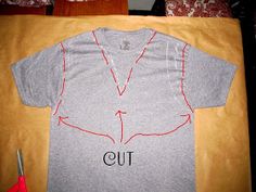 a t - shirt with the word cut on it sitting next to scissors and thread