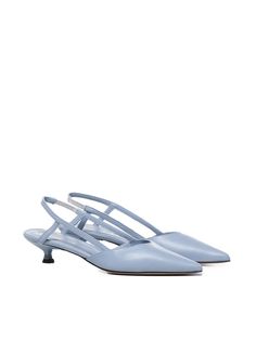 -Pointed slingback -Heel 3 cm -Made of leather -Color: Light blueComposition: 100% Leather Low Neckline, Marine Serre, Slingback Heel, Footwear Design Women, Sneaker Wedge, Accessories Branding, Online Bags, Beautiful Shoes, Manolo Blahnik