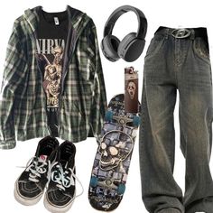 Skater Outfit, Grunge Fits, Silly Clothes, Masc Outfits, Alt Clothes, Alt Outfits, Grunge Skater, Cool Fits, Swaggy Outfits