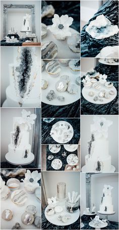 a collage of photos showing different types of wedding cakes