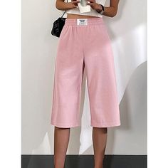 Season:Summer,Spring; Fabric:Polyester; Gender:Women's; Style:Casual,Comfort,Soft,Athleisure; Elasticity:Micro-elastic; Occasion:Vacation,Casual Daily,Weekend; Function:Breathability,Comfortable,Soft,Comfort; Waistline:High Waist; Pattern:Plain; Design:Elastic Waist,Baggy,Pocket; Pants Type:Wide Leg,Chinos,Baggy Pants,Capri Pants; Front page:FF; Listing Date:06/21/2023; Production mode:External procurement; Hips:; Length:; Waist:; Fit US Size:null; Fit UK Size:null; Fit EU Size:null; Pants Length:Calf-Length Oktoberfest Outfits, Style Athleisure, Womens Basic Tops, Pink Fall, Womens Chinos, Cotton Linen Pants, Outwear Women, Linen Shirt Men, Cotton Linen Dresses