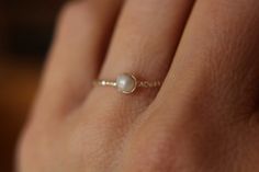 Pearl Ring White Pearl Ring Sterling Silver Pearl Ring | Etsy Simple Pearl Ring For Wedding, Delicate Round Pearl Ring For Everyday, Delicate Everyday Round Pearl Ring, Tiny Everyday Pearl Ring, Dainty White Gold Pearl Ring For Everyday, Pearl Stacking Ring, White Pearl Ring, Silver Pearl Ring, Pearl Jewelry Gift