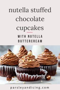 nutella stuffed chocolate cupcakes with nutella buttercream