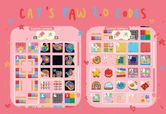 the cat's paw to go game is shown in pink and has lots of cats on