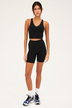 Inspired by the sleek silhouette of bike shorts our Airweight short goes beyond spin class. Features a supremely soft hand and second skin comfort. BEST FOR: hot yoga, barre, Pilates. Model is 5’10” and wears a size small. Bra Support, Barre Pilates, Yoga Barre, Flare Legging, High Waist Short, Mesh Jacket, Black Cropped Tank, Black High Waisted Shorts, Sherpa Hoodie