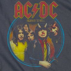 an image of the band ac / dc on a t - shirt that says highway to hell