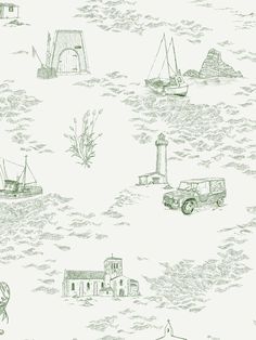 a wallpaper with boats and lighthouses on it